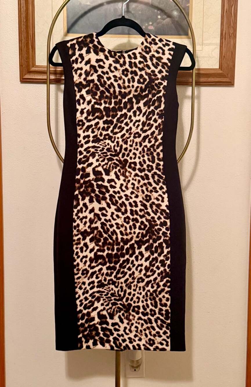 Vince Camuto Leopard Print Sheath Dress Size 2